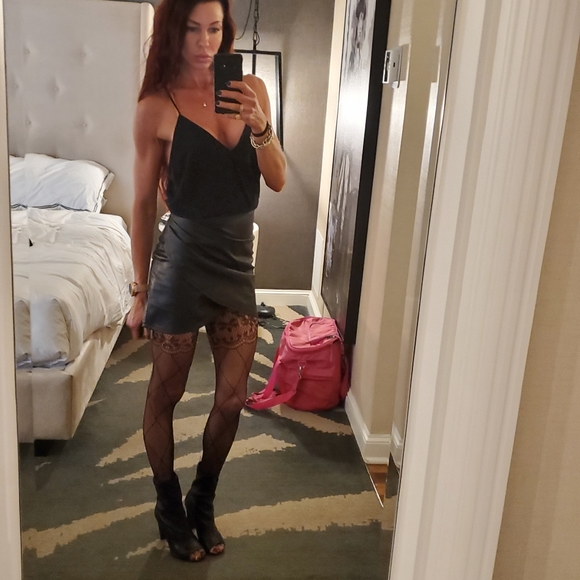 Leather faux wrap high waiste LF